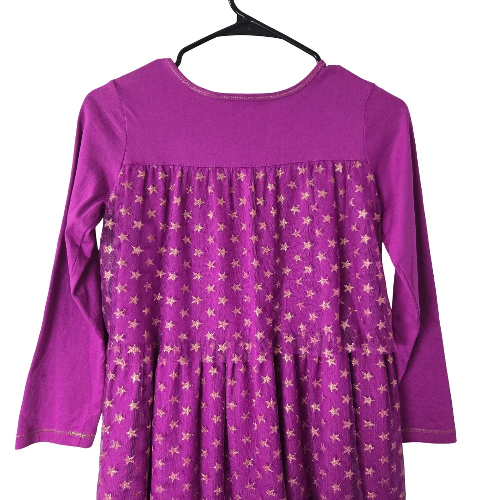 Hanna Andersson Purple Gold Star Tulle Twirl Tiered Dress
